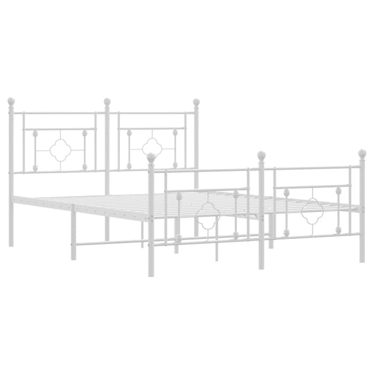 Metal Bed Frame without Mattress with Footboard White 135x190 cm