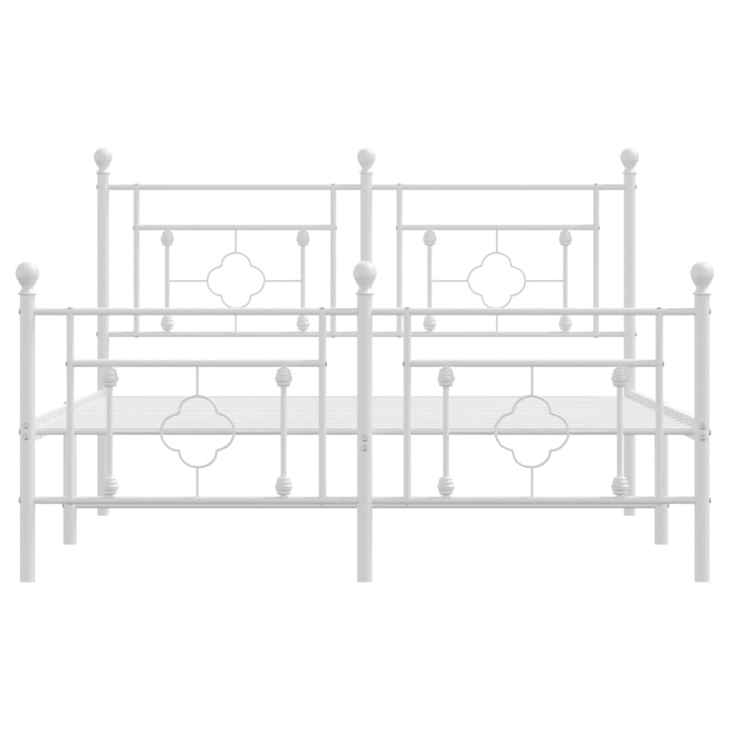 Metal Bed Frame without Mattress with Footboard White 135x190 cm