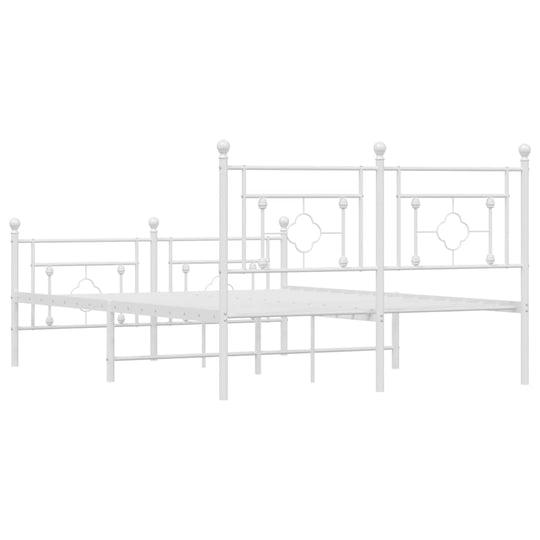 Metal Bed Frame without Mattress with Footboard White 135x190 cm