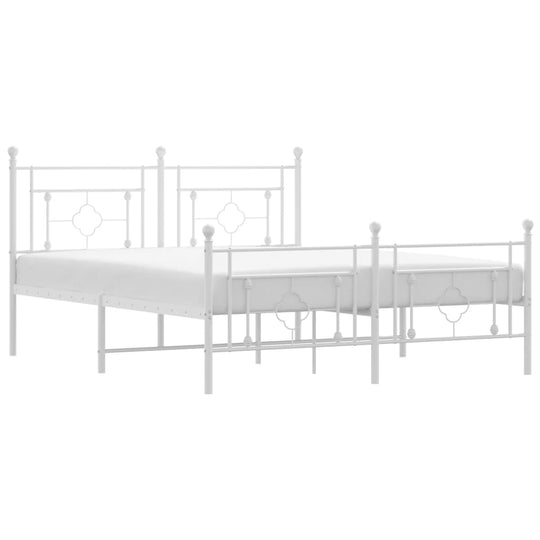 Metal Bed Frame without Mattress with Footboard White 150x200 cm