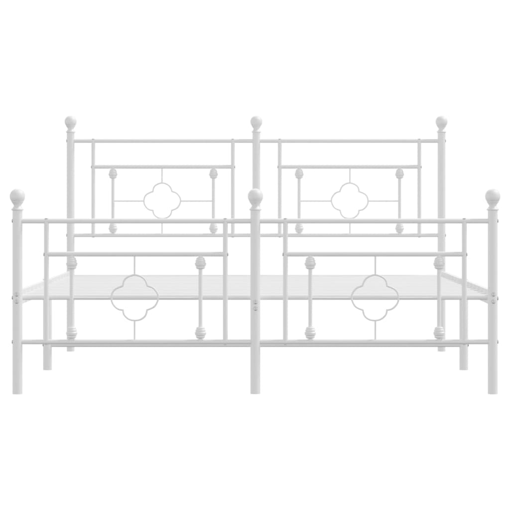 Metal Bed Frame without Mattress with Footboard White 150x200 cm