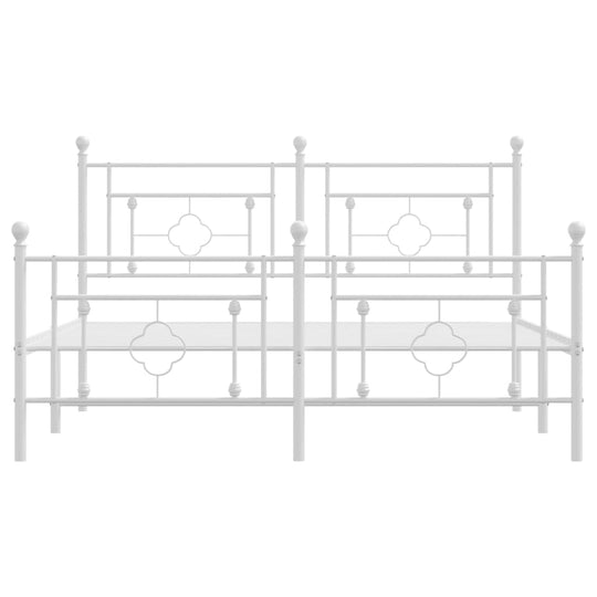 Metal Bed Frame without Mattress with Footboard White 150x200 cm