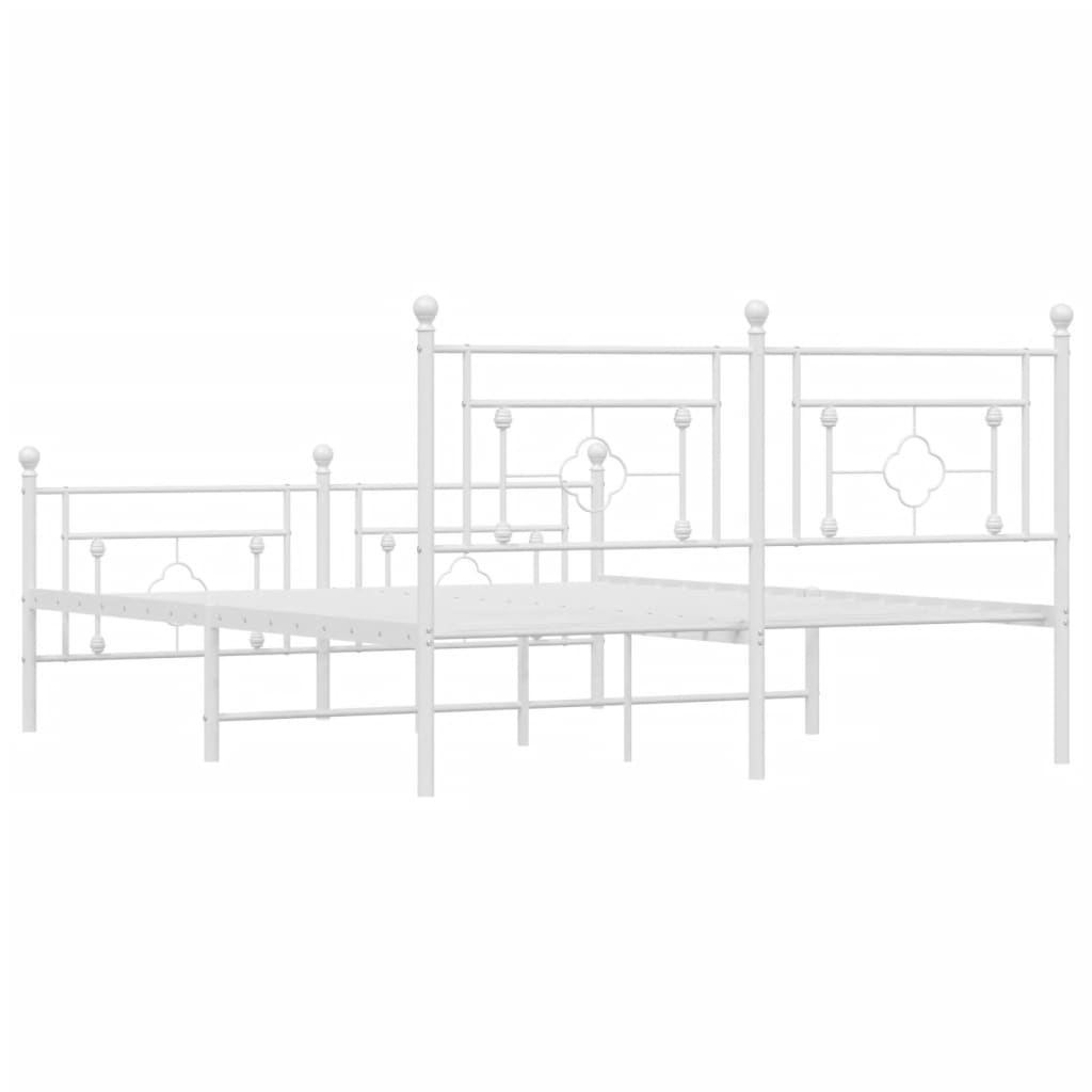 Metal Bed Frame without Mattress with Footboard White 150x200 cm