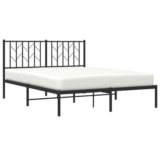 Metal Bed Frame without Mattress with Headboard Black 135x190 cm