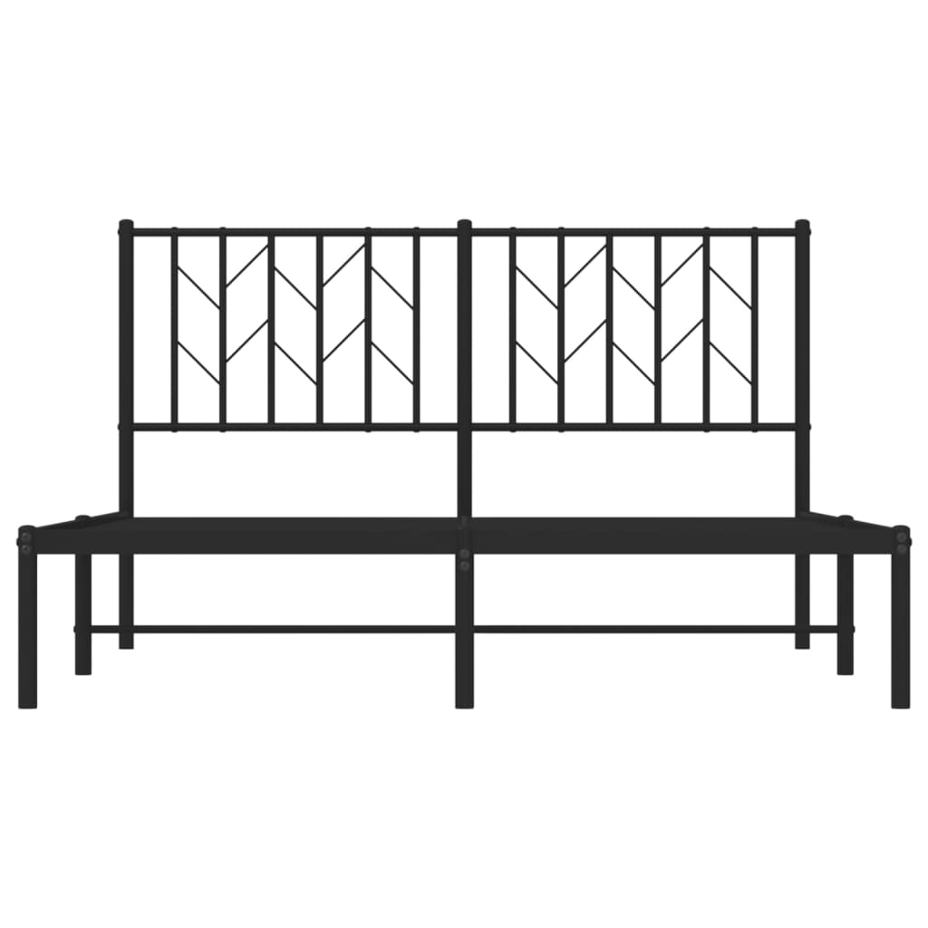 Metal Bed Frame without Mattress with Headboard Black 135x190 cm