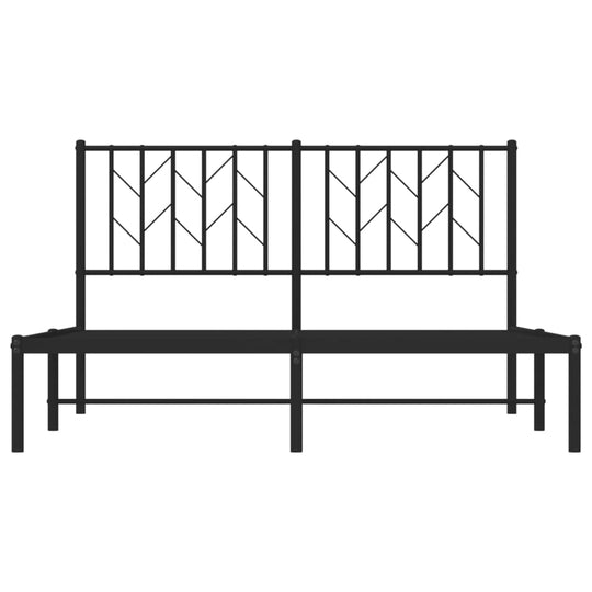 Metal Bed Frame without Mattress with Headboard Black 135x190 cm