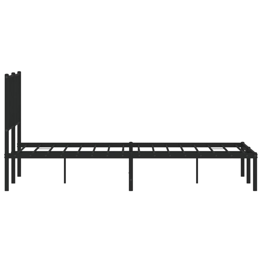 Metal Bed Frame without Mattress with Headboard Black 135x190 cm