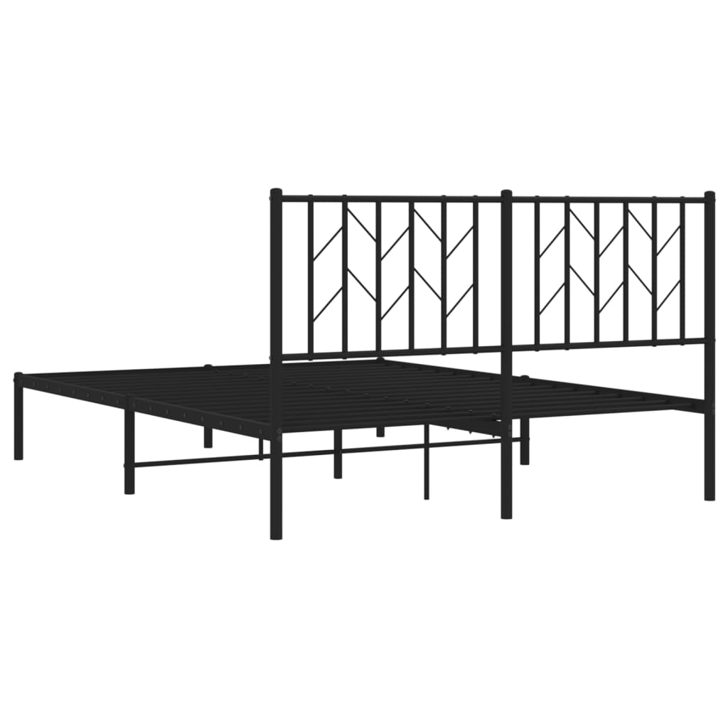 Metal Bed Frame without Mattress with Headboard Black 135x190 cm