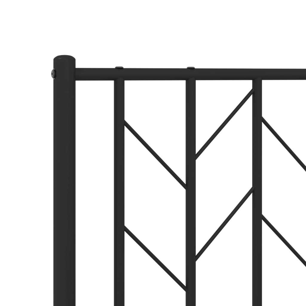 Metal Bed Frame without Mattress with Headboard Black 135x190 cm