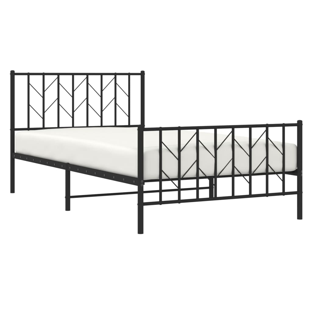 Metal Bed Frame without Mattress with Footboard Black 107x203 cm King Single