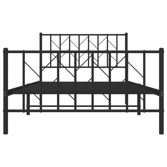 Metal Bed Frame without Mattress with Footboard Black 107x203 cm King Single