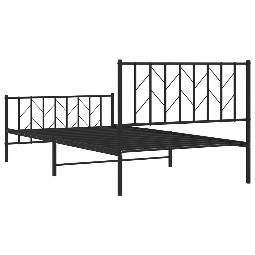 Metal Bed Frame without Mattress with Footboard Black 107x203 cm King Single