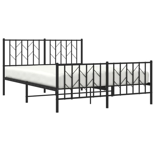 Metal Bed Frame without Mattress with Footboard Black 135x190 cm