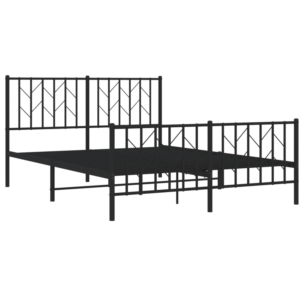 Metal Bed Frame without Mattress with Footboard Black 135x190 cm