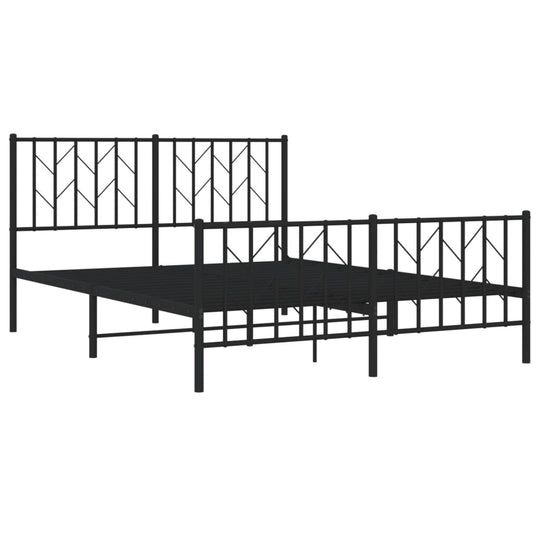 Metal Bed Frame without Mattress with Footboard Black 135x190 cm