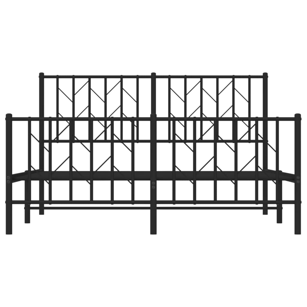 Metal Bed Frame without Mattress with Footboard Black 135x190 cm