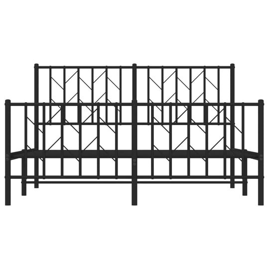 Metal Bed Frame without Mattress with Footboard Black 135x190 cm