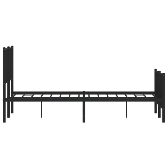 Metal Bed Frame without Mattress with Footboard Black 135x190 cm