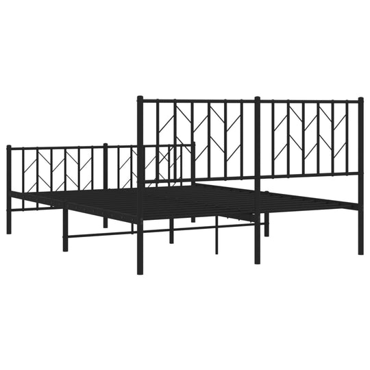 Metal Bed Frame without Mattress with Footboard Black 135x190 cm