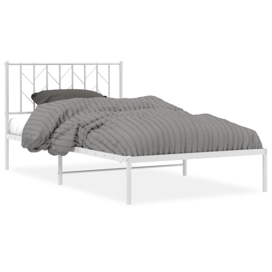 Metal Bed Frame without Mattress with Headboard White 107x203 cm King Single