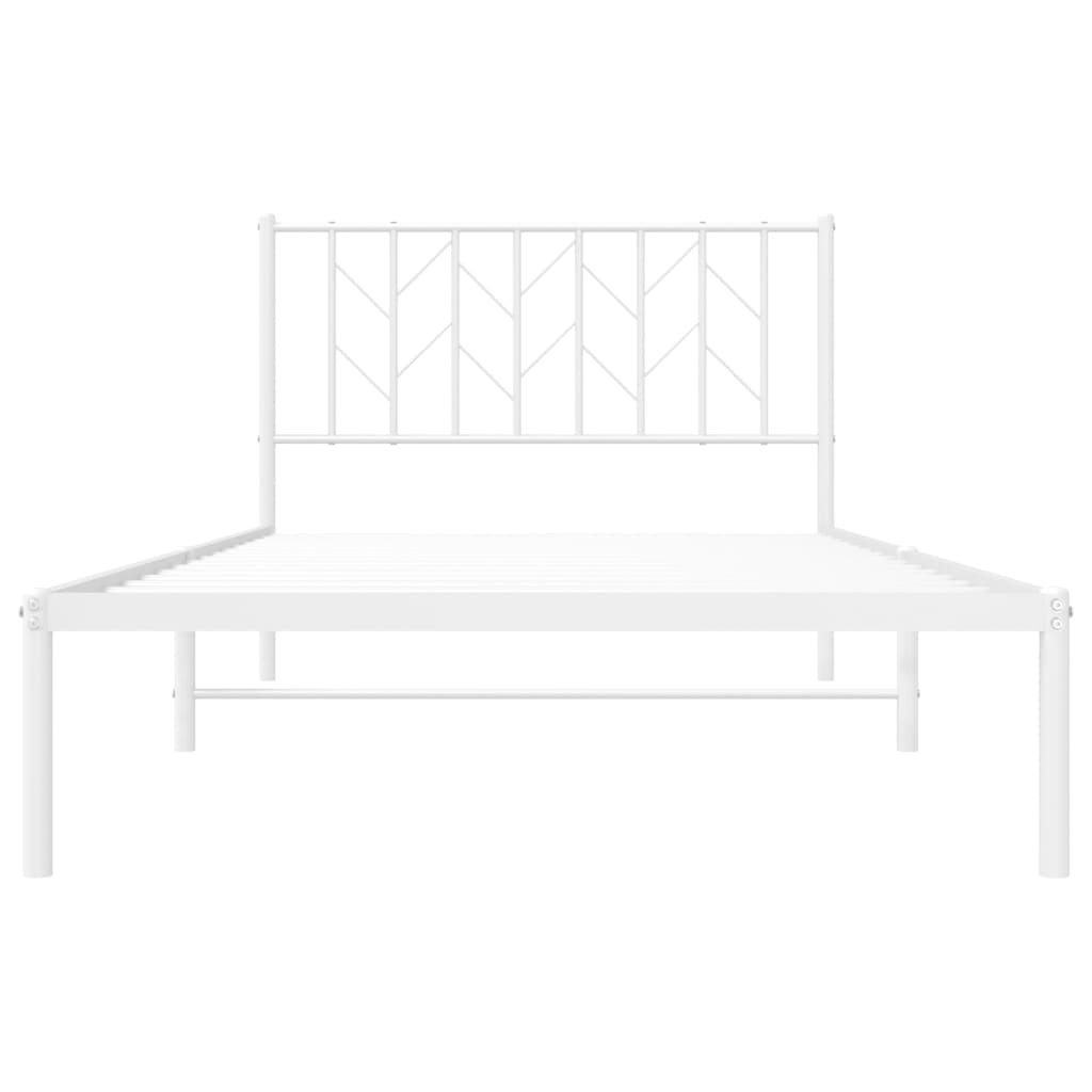 Metal Bed Frame without Mattress with Headboard White 107x203 cm King Single