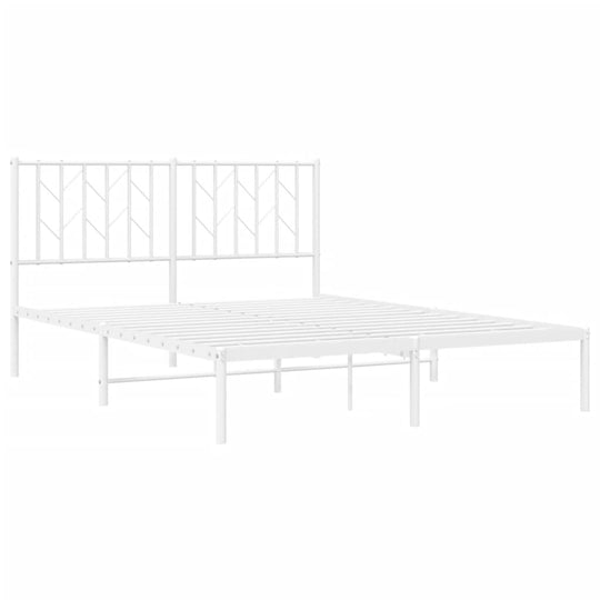 Metal Bed Frame without Mattress with Headboard White 135x190 cm