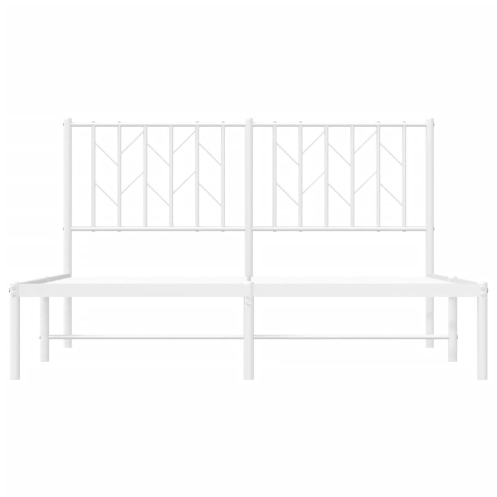 Metal Bed Frame without Mattress with Headboard White 135x190 cm