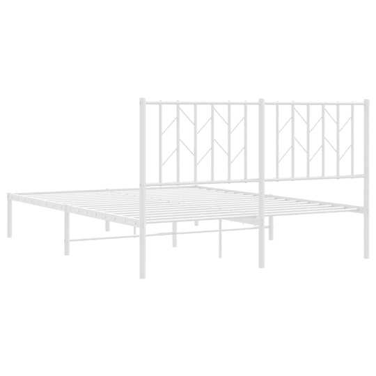 Metal Bed Frame without Mattress with Headboard White 135x190 cm