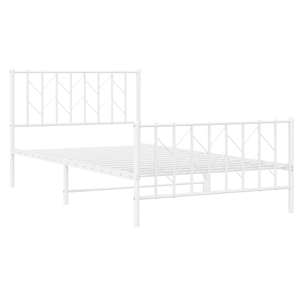 Metal Bed Frame without Mattress with Footboard White 107x203 cm King Single