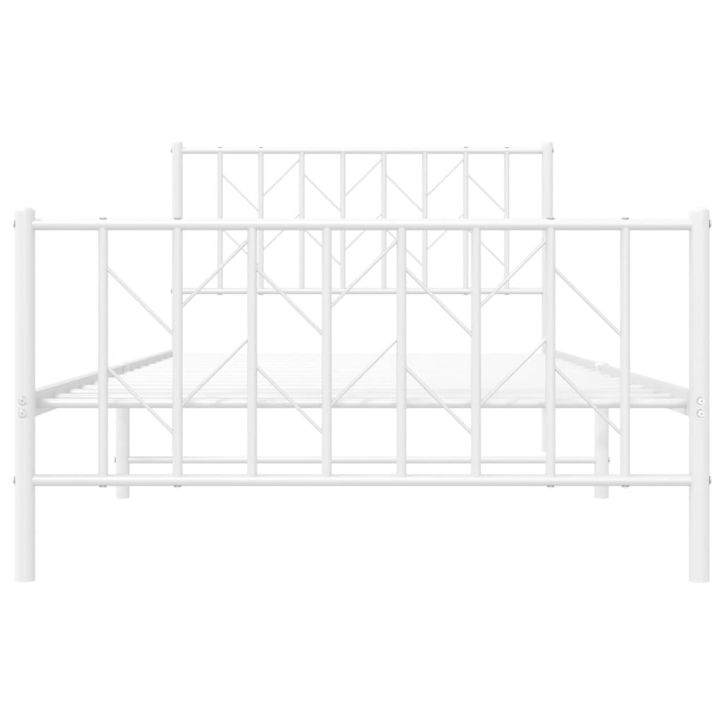 Metal Bed Frame without Mattress with Footboard White 107x203 cm King Single