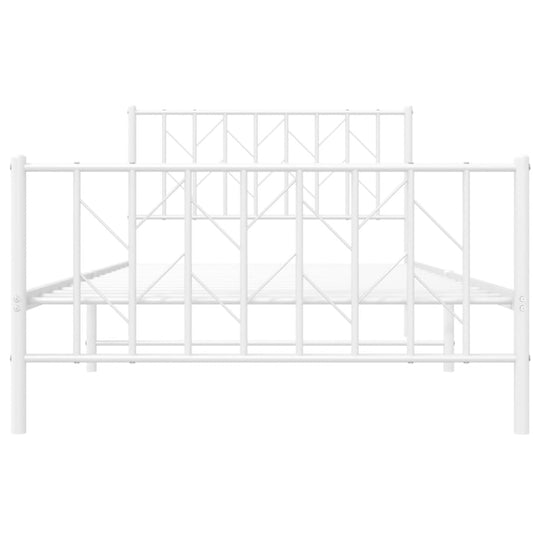 Metal Bed Frame without Mattress with Footboard White 107x203 cm King Single