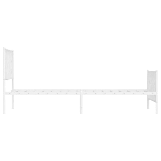 Metal Bed Frame without Mattress with Footboard White 107x203 cm King Single