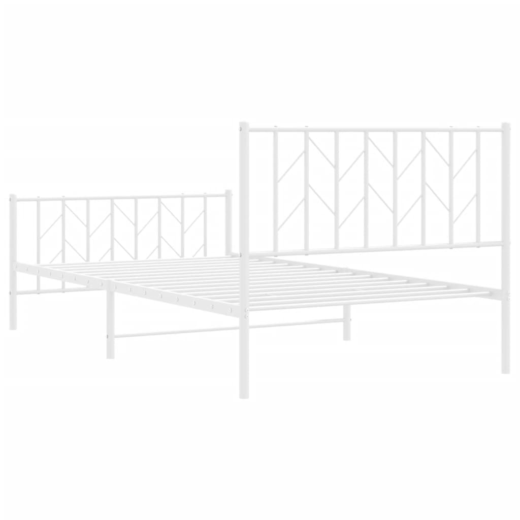 Metal Bed Frame without Mattress with Footboard White 107x203 cm King Single