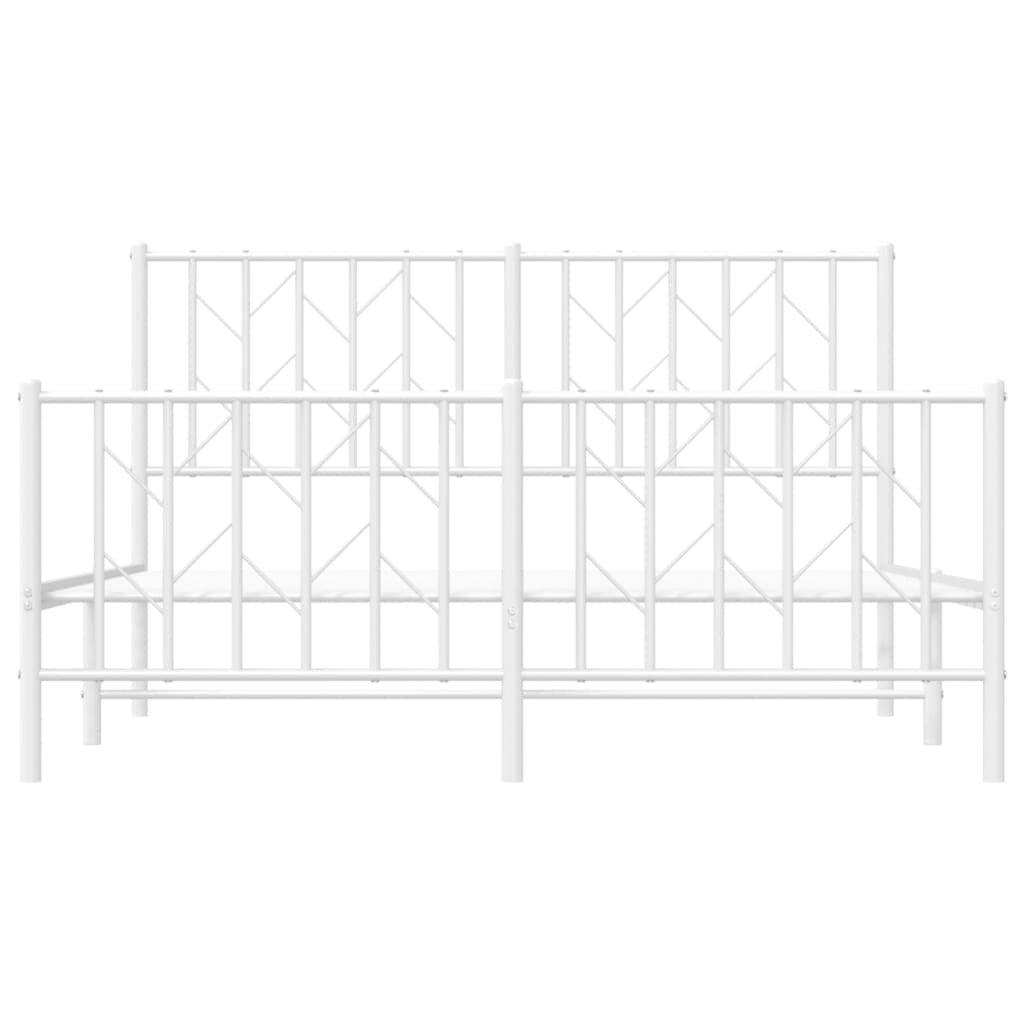 Metal Bed Frame without Mattress with Footboard White 135x190 cm