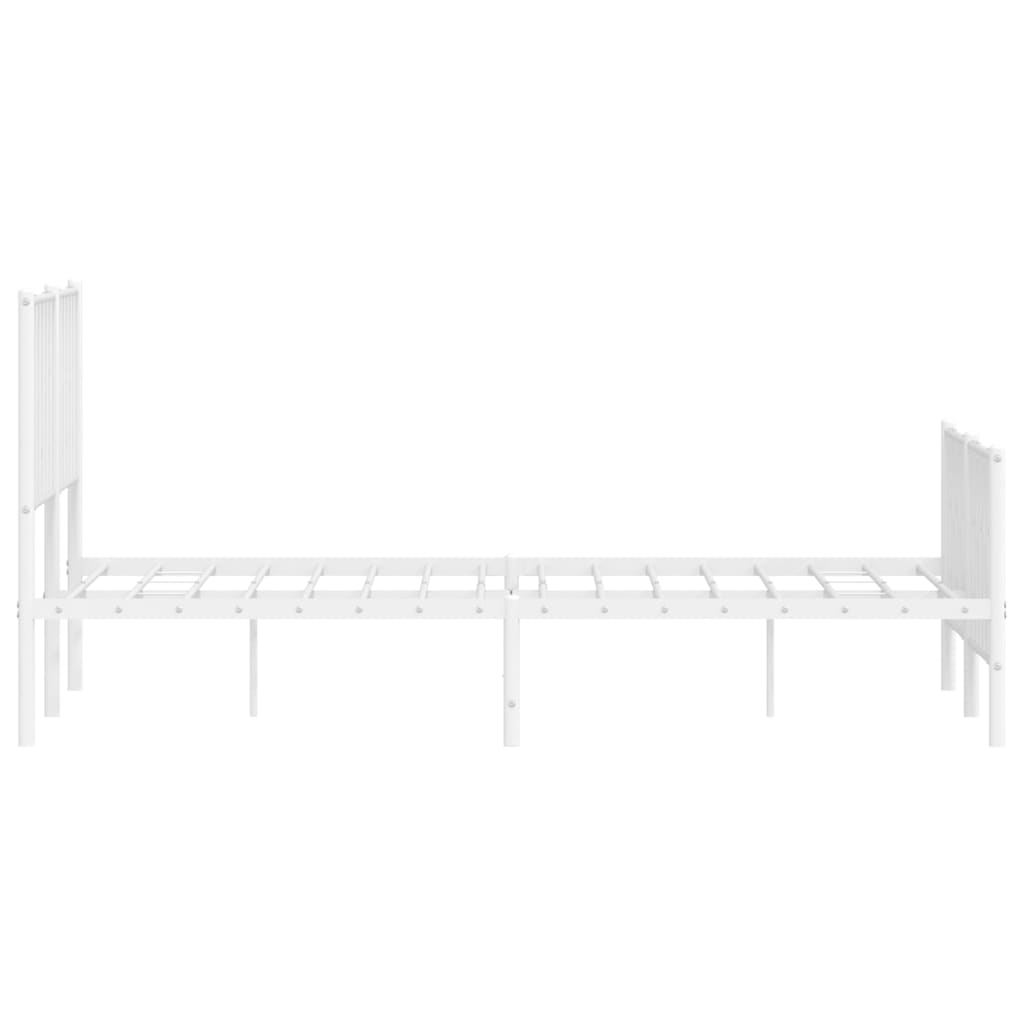 Metal Bed Frame without Mattress with Footboard White 135x190 cm