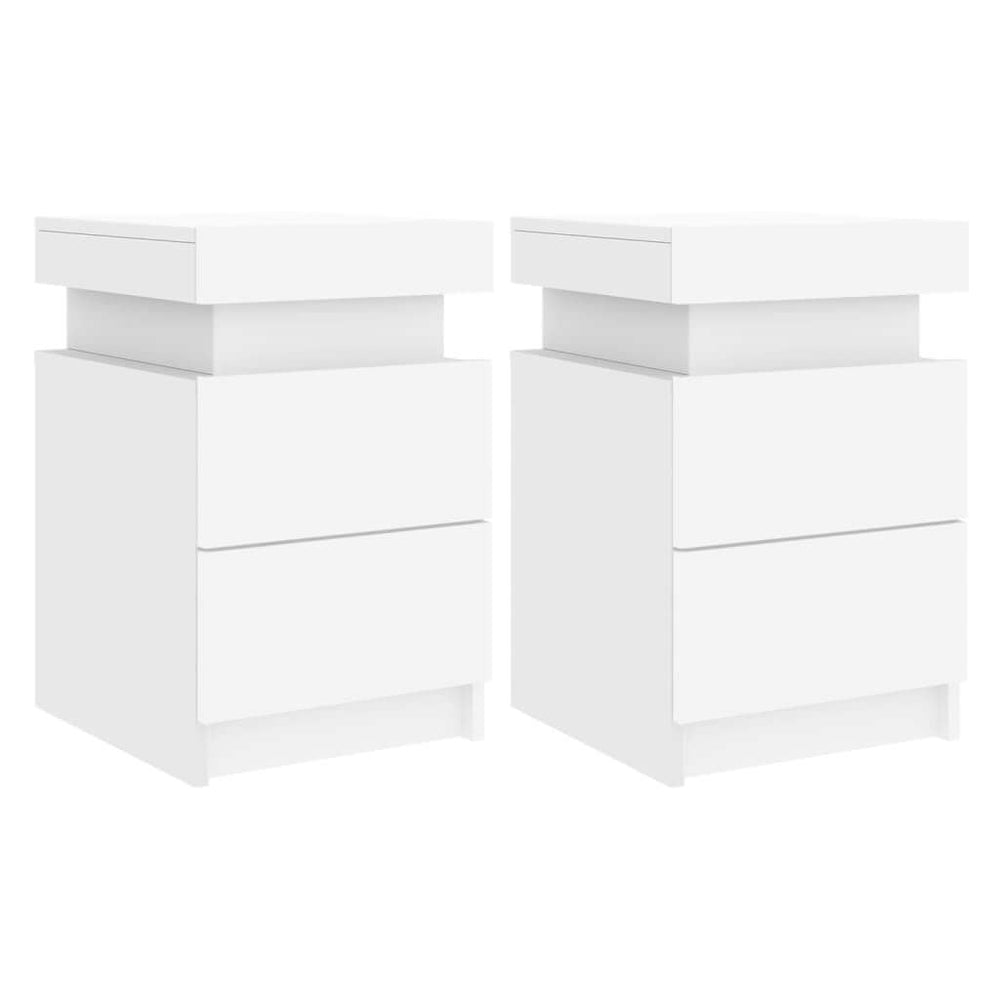 Affordable quality bedside cabinets with LED lights, white 35x39x55 cm, perfect for modern bedroom decor, ample storage space.