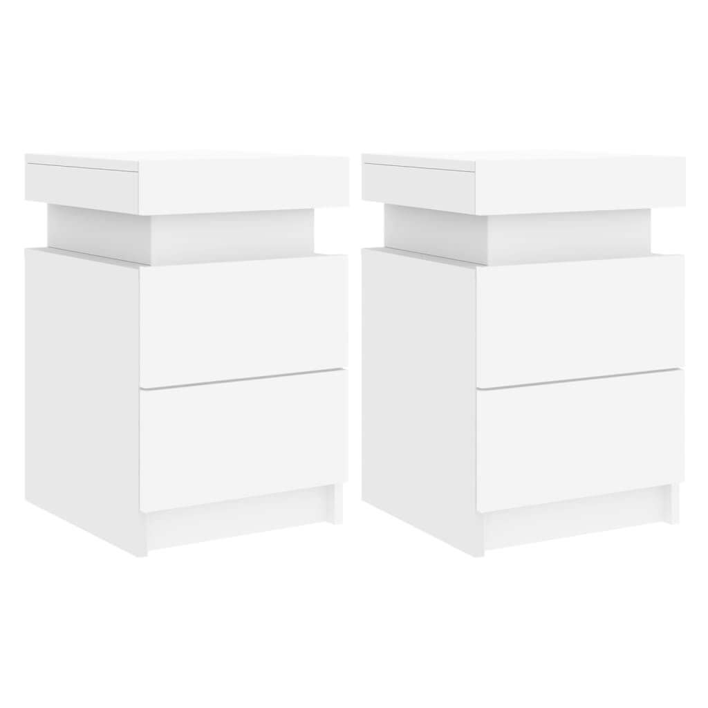 Affordable quality bedside cabinets with LED lights, white 35x39x55 cm, perfect for modern bedroom decor, ample storage space.