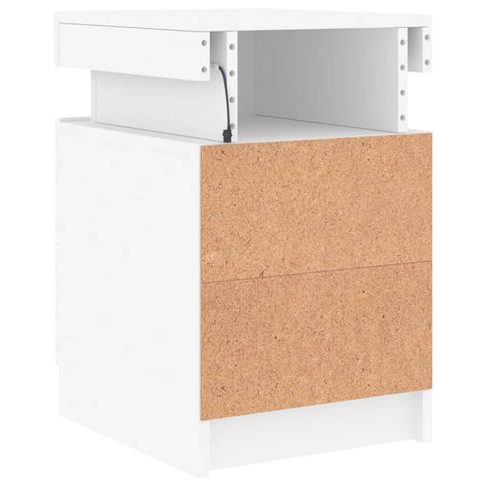 Affordable white bedside cabinet with LED lights and ample storage space - 35x39x55 cm - modern, durable, and quality value furniture.