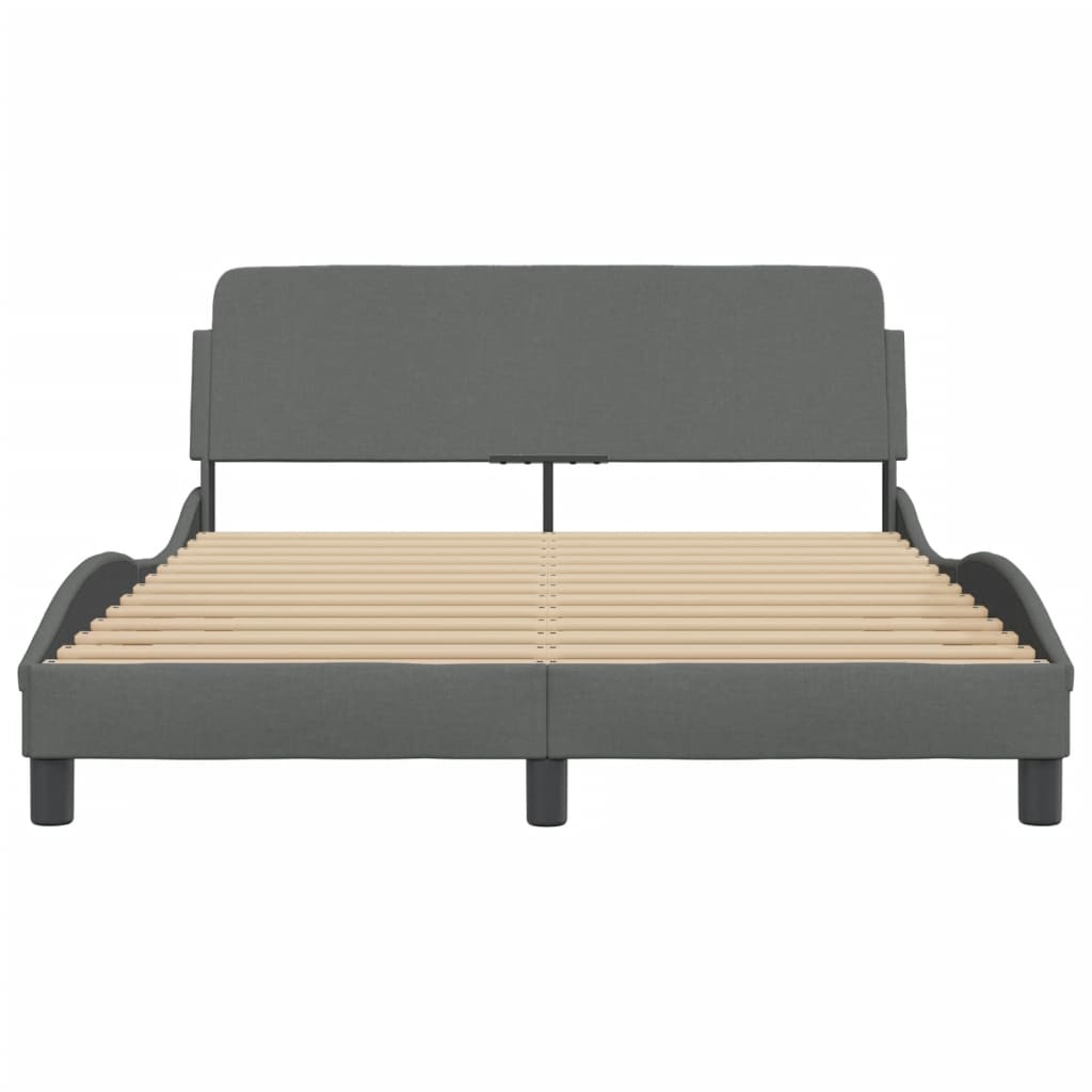 Bed Frame without Mattress Dark Grey 137x187 cm Double Fabric