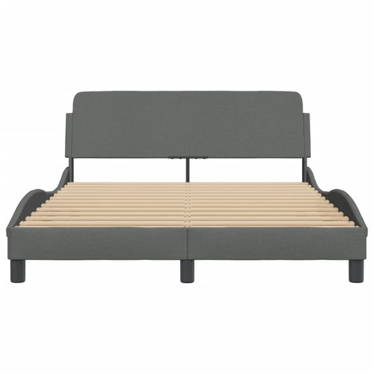 Bed Frame without Mattress Dark Grey 137x187 cm Double Fabric