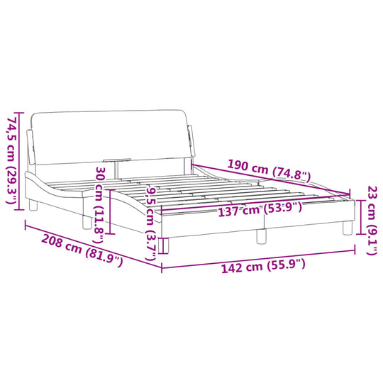 Bed Frame without Mattress Dark Grey 137x187 cm Double Fabric