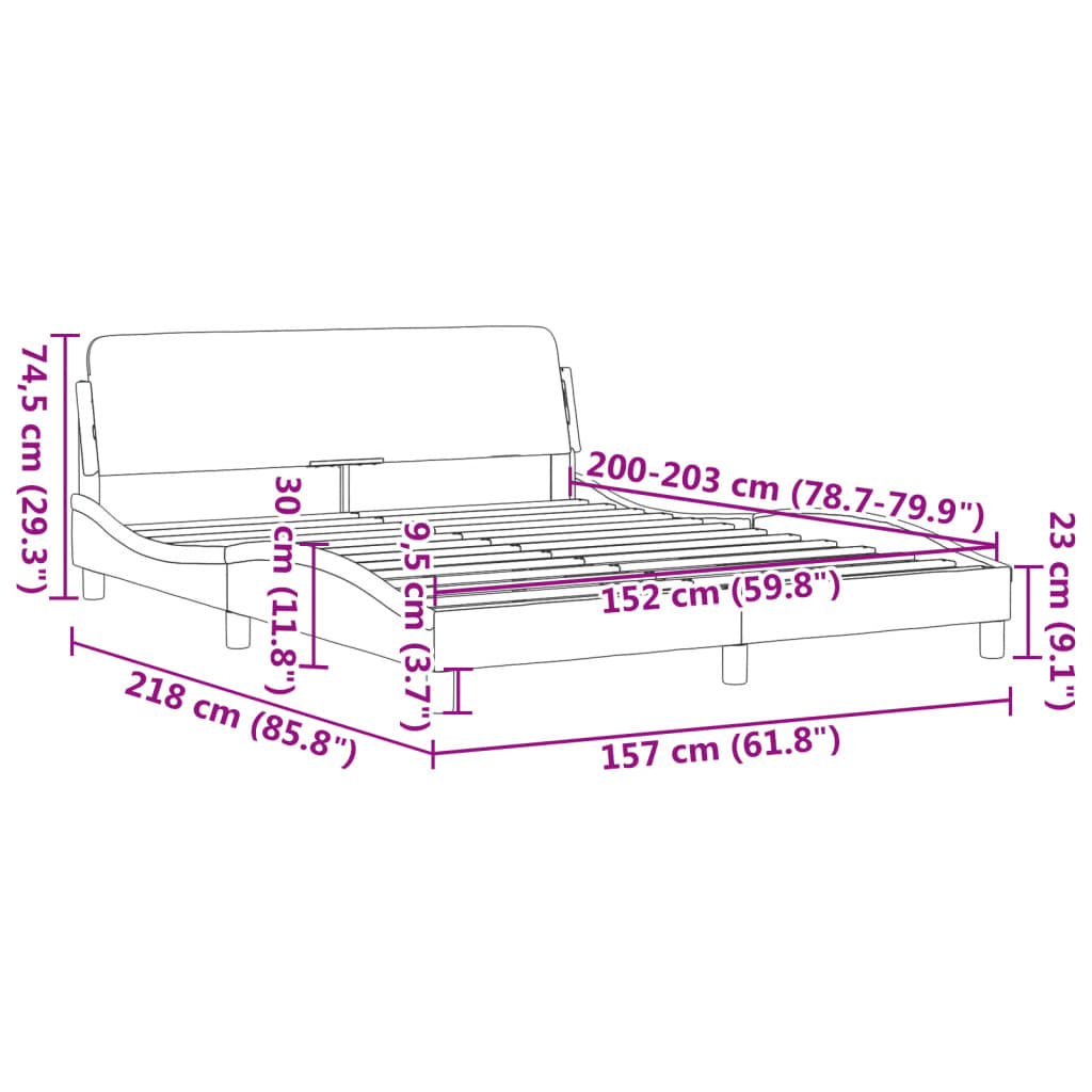 Bed Frame without Mattress Dark Grey 152x203 cm Queen Fabric