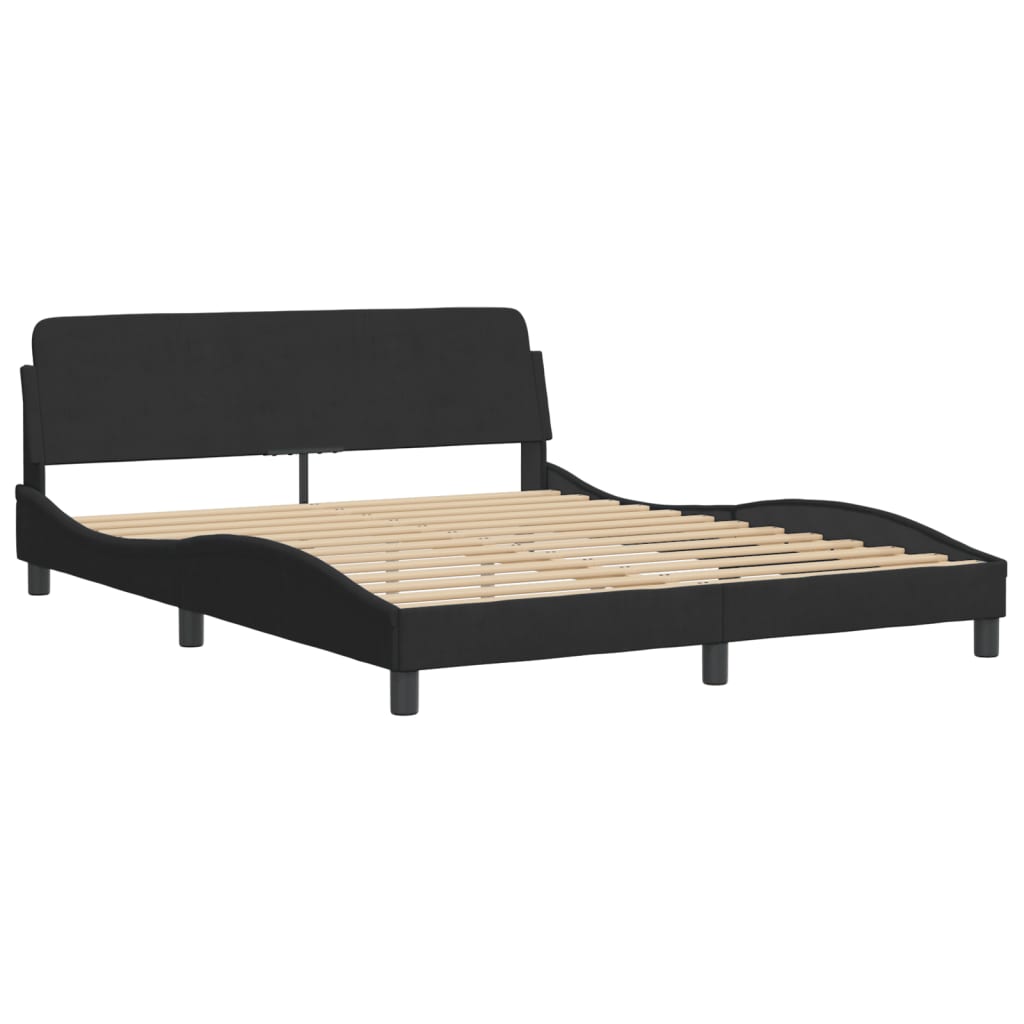 Bed Frame without Mattress Black 152x203 cm Queen Velvet