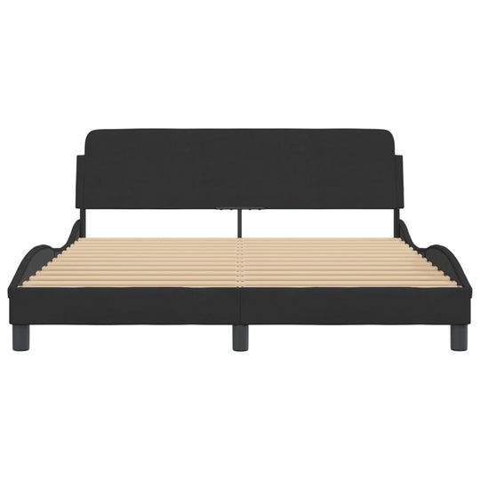 Bed Frame without Mattress Black 152x203 cm Queen Velvet