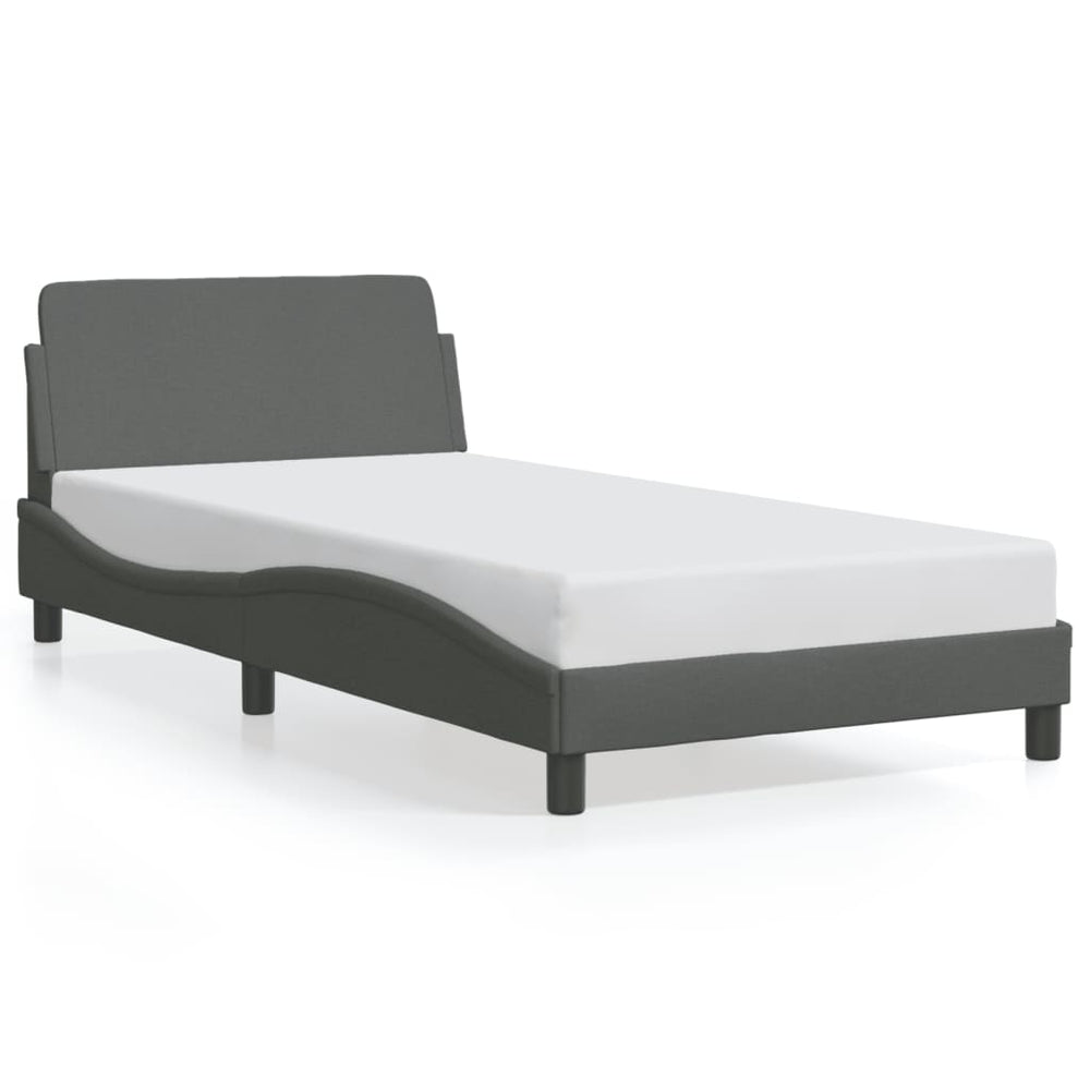 Bed Frame without Mattress Dark Grey 107x203 cm King Single Fabric