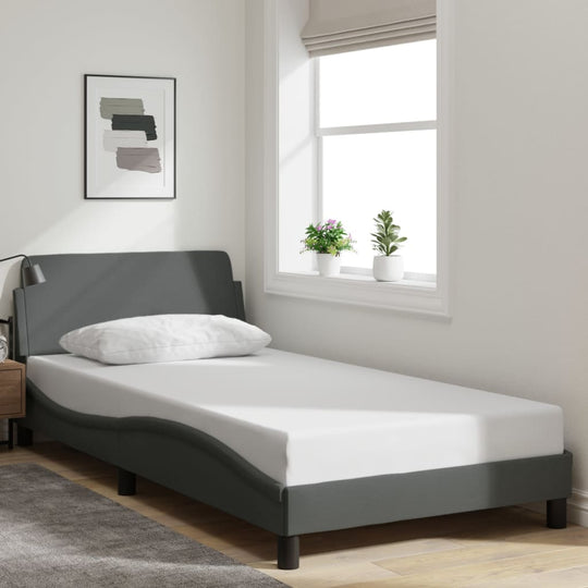 Bed Frame without Mattress Dark Grey 107x203 cm King Single Fabric