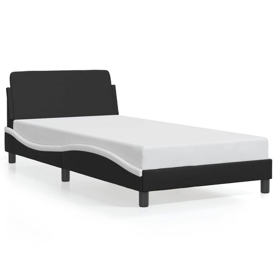 Bed Frame without Mattress Black and White 107x203 cm King Single Faux Leather