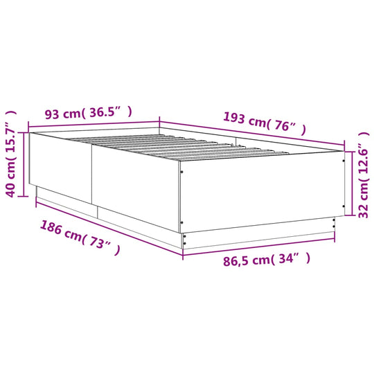 Bed Frame without Mattress White 90x190 cm