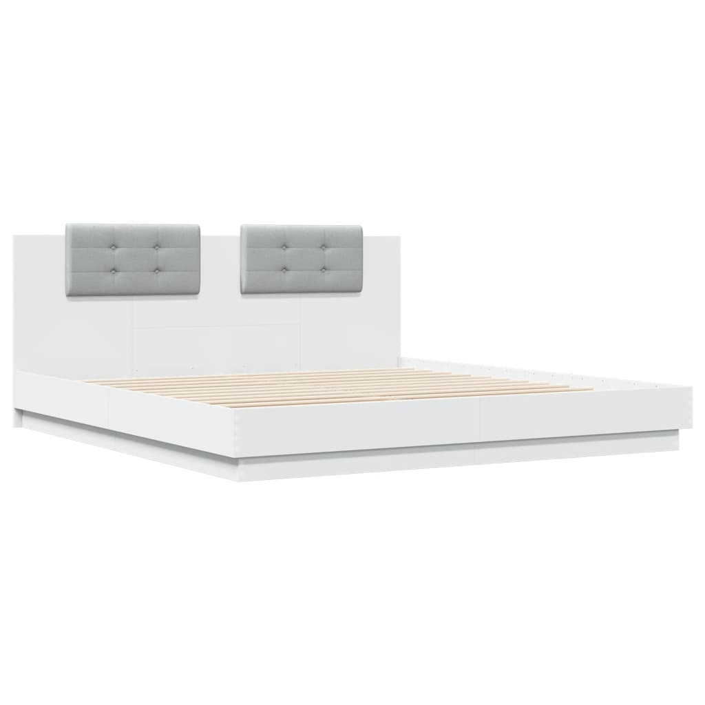 Bed Frame without Mattress White 183x203 cm King