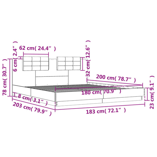 Bed Frame without Mattress White 183x203 cm King